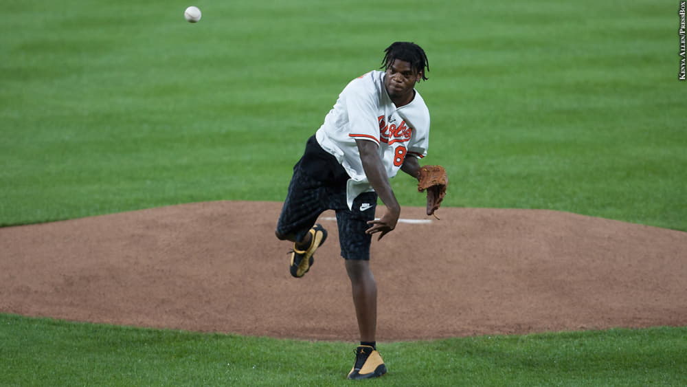 Check Out Lamar Jackson's First Pitch at Camden Yards